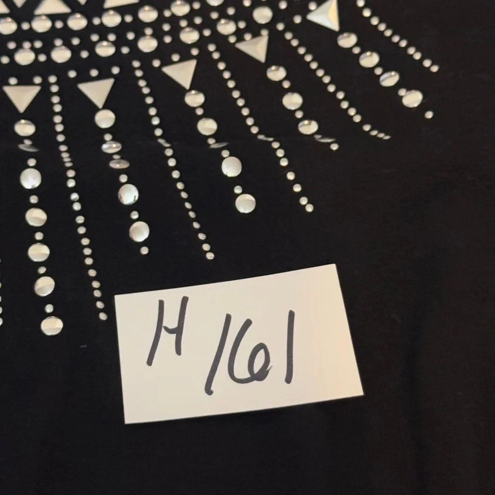 H-161 JM Collection Black Embellished Tie Front Long Sleeve Pullover Blouse‎ - Picture 14 of 14